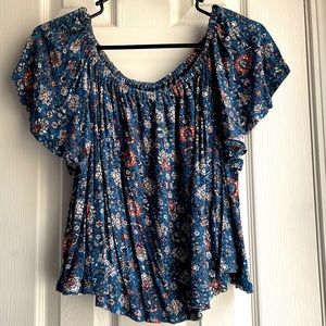 Xl dark blue floral crop top